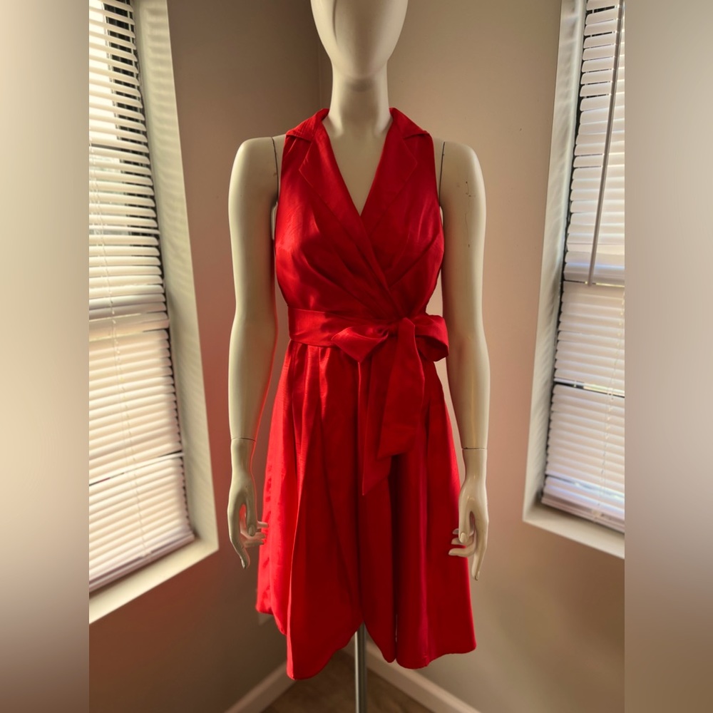Evan Picone red satin dress size 6p
